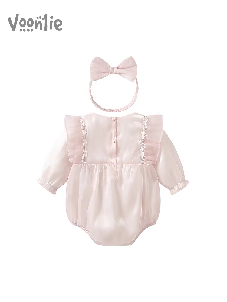 Fanhai Bé Mùa Thu Romper Áo Liền Quần Quần Áo Sơ Sinh Bé Gái Jumpsuit Công Chúa Đầy Đủ Tháng Trăm Ngày Trang Phục Xuân Thu