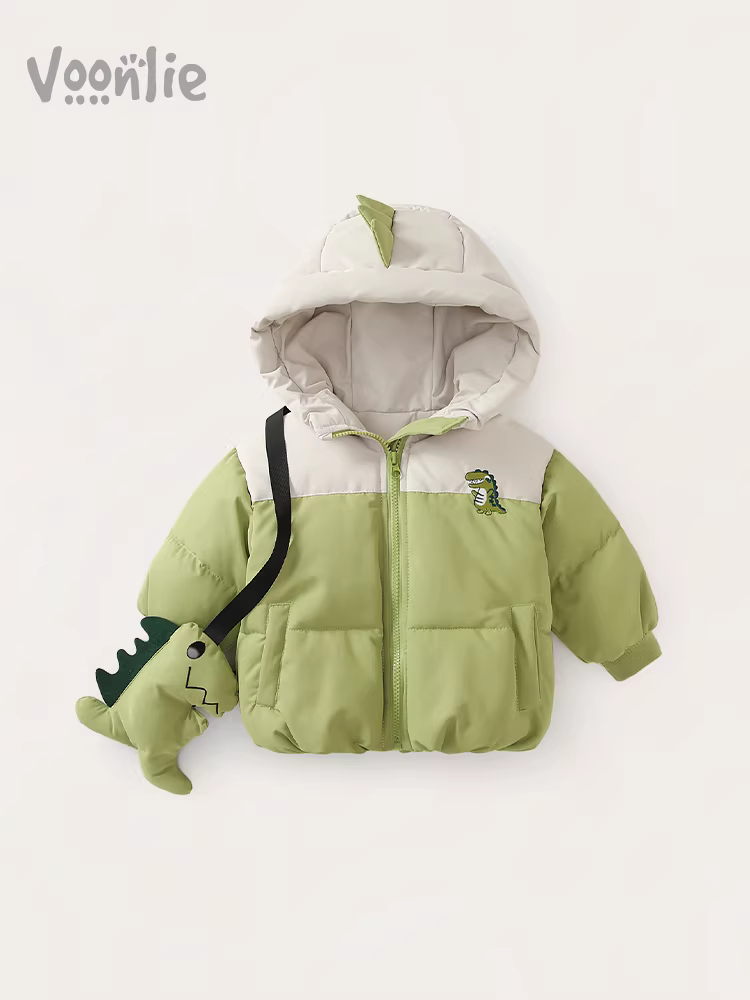 Áo khoác cotton bé trai Fanhai quần áo mùa đông dày dặn phong cách trẻ em áo khoác cotton ấm áp cho bé tập đi áo khoác cotton khủng long mùa đông