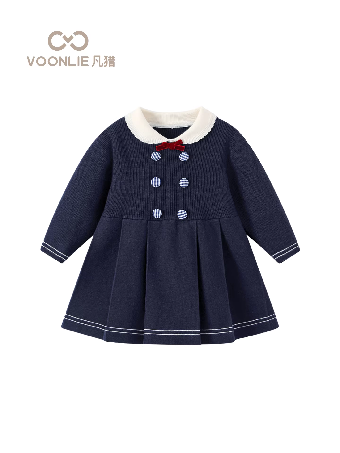 Váy phong cách preppy dành cho bé gái, thời trang mùa thu, váy công chúa dệt kim trẻ em sành điệu, váy cho bé một tuổi, váy dự tiệc sinh nhật đầu tiên, mùa xuân và mùa thu.