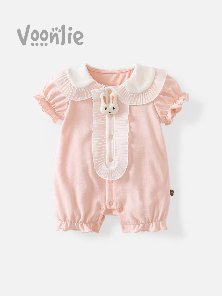 Quần áo trẻ em, quần áo mùa hè, áo liền quần cho bé gái sơ sinh, đầy tháng và trăm ngày, siêu dễ thương và mỏng, áo liền quần, quần áo mùa hè