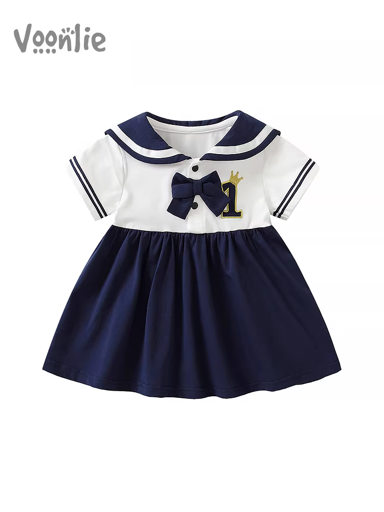 Đầm phong cách học viện nữ sinh Fanhai Mùa hè Đầm công chúa thời trang cho bé Đầm sinh nhật đầu tiên cho trẻ sơ sinh Mùa hè