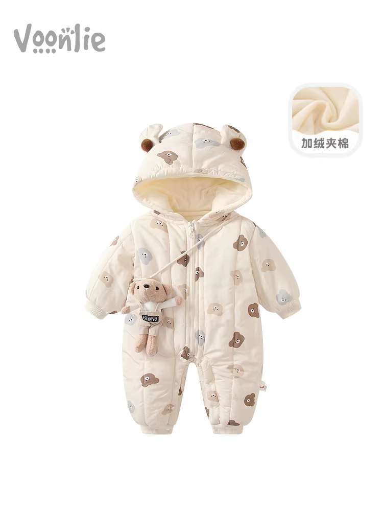 Quần áo trẻ em Fanhai quần áo mùa đông trẻ sơ sinh bé trai và bé gái áo liền quần lót lông cừu dày đệm bông áo liền quần ngoài trời quần áo cotton mùa đông