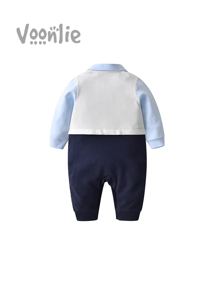 Quần áo trẻ em Fanhle trang phục mùa thu bé trai sơ sinh áo liền quần một tuổi trang phục trang trọng lễ kỷ niệm sinh nhật đầu tiên trang phục đầy tháng trăm ngày