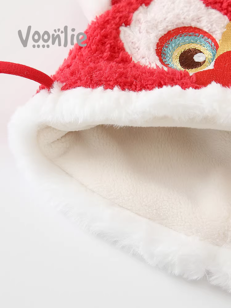 Mũ cho bé mùa thu đông, kiểu dáng thời trang và lót lông mềm mại cho bé trai và bé gái, mũ Tết kiểu Trung Quốc siêu dễ thương và đáng yêu.