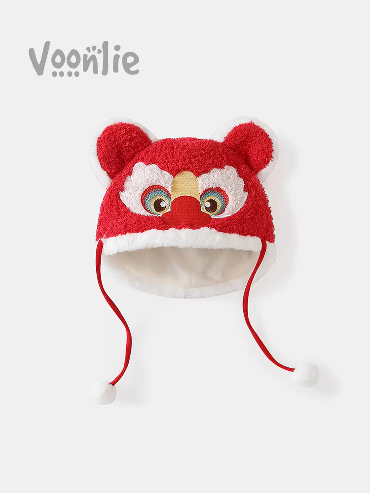 Mũ cho bé mùa thu đông, kiểu dáng thời trang và lót lông mềm mại cho bé trai và bé gái, mũ Tết kiểu Trung Quốc siêu dễ thương và đáng yêu.