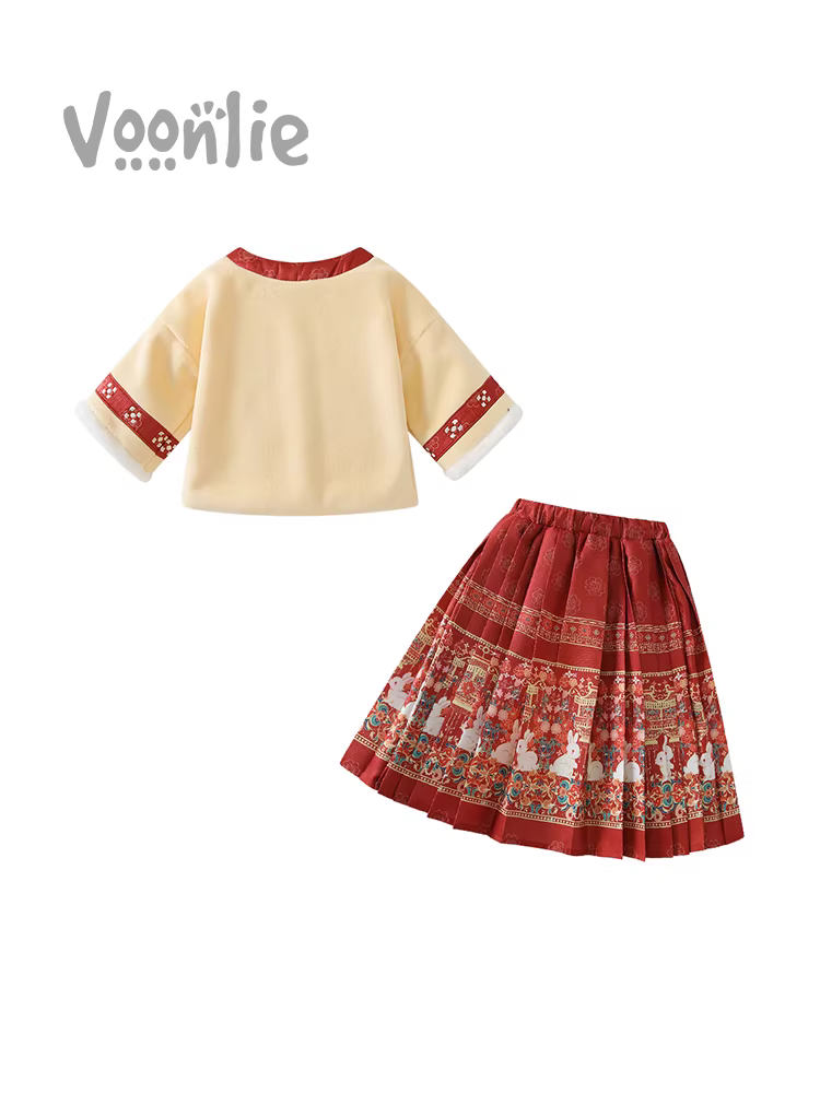 Váy mặt ngựa dành cho bé gái Fanhua Trang phục mùa đông Phong cách Trung Hoa dành cho trẻ em Bộ đồ Tang Suit có lót lông cừu cho bé Váy sinh nhật đầu tiên cho mùa thu đông