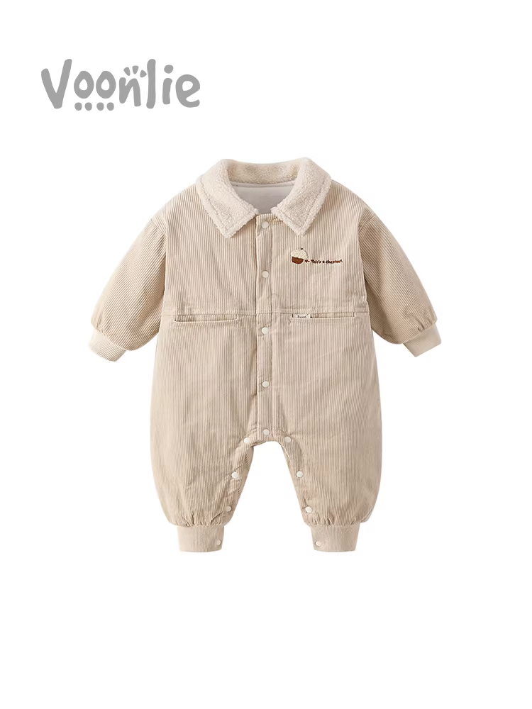 Quần áo trẻ em Fanhai trang phục mùa đông bé sơ sinh bé trai áo liền quần có đệm đẹp trai đầy tháng trăm ngày áo liền quần bò phù hợp với mùa đông