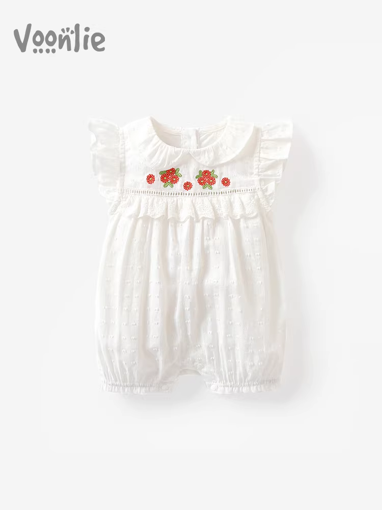 Quần áo trẻ em Fanli mùa hè kiểu dáng mỏng bé gái sơ sinh bộ liền thân đầy tháng trăm ngày bộ liền thân bò bò quần áo mùa hè cotton nguyên chất