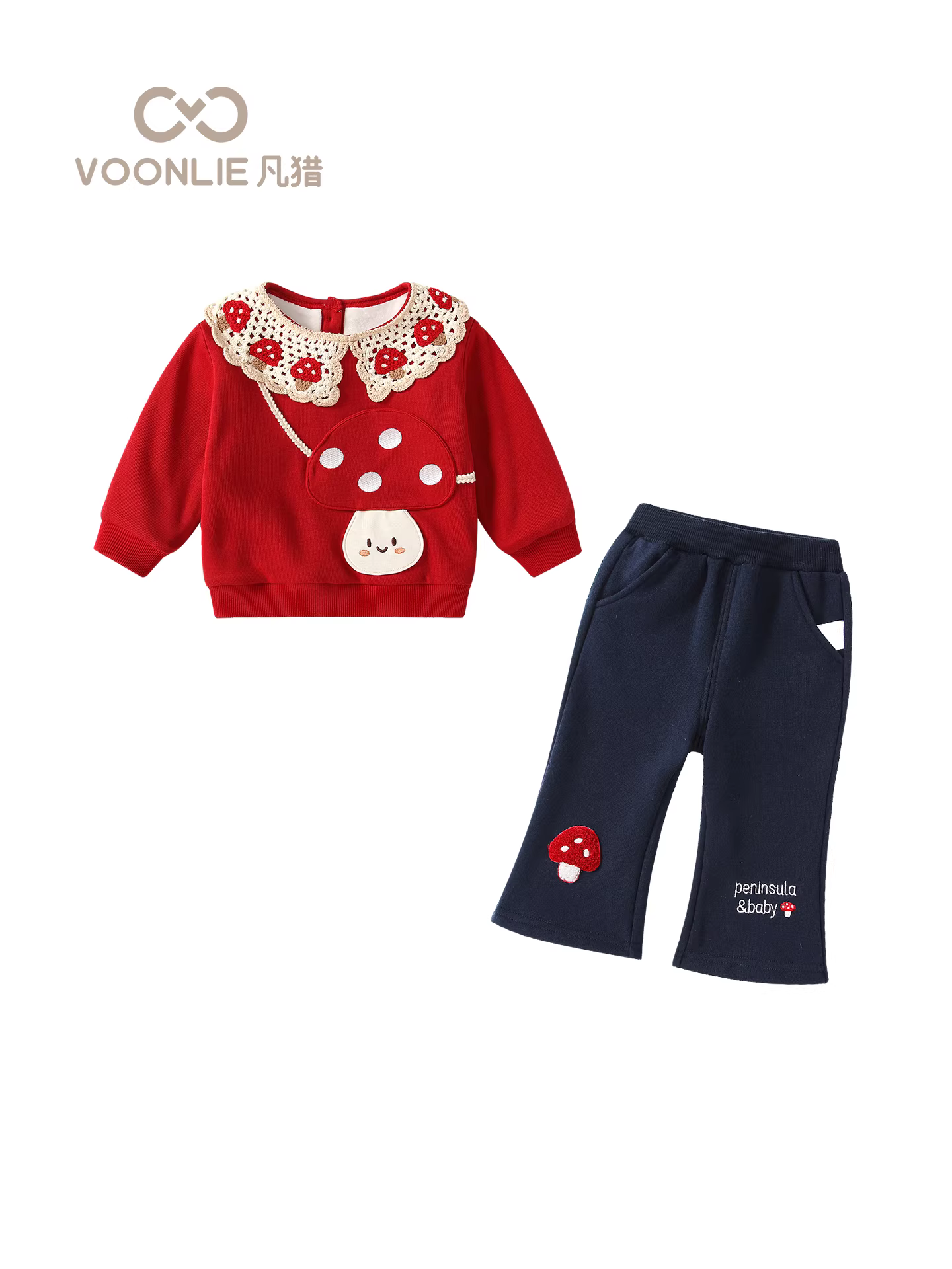 Bộ áo len nữ Fanhle Bộ trang phục mùa đông Quần áo trẻ em sành điệu cho bé gái Áo và quần lót lót lông cừu Bộ hai mảnh cho mùa đông