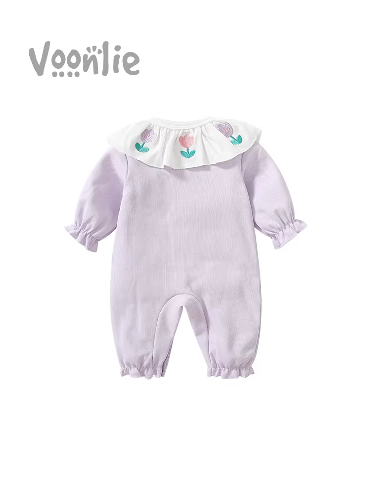 Fanhle quần áo trẻ em trang phục mùa thu bé sơ sinh bé gái áo liền quần siêu dễ thương trăng tròn trăm ngày công chúa áo liền quần quần áo bò mùa xuân và mùa thu