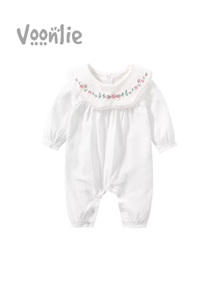 Quần áo trẻ em Fanhai trang phục mùa thu cotton nguyên chất áo liền quần sơ sinh bé gái trăm ngày đầy tháng công chúa áo liền quần sành điệu mùa xuân và mùa thu