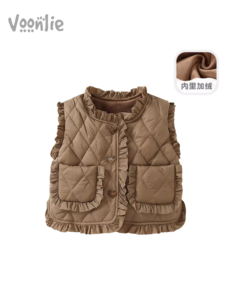 Áo gile bé gái Fanhle Thu/Đông 2025 Mẫu mới thời trang Áo gile trẻ em Áo giữ ấm cho trẻ sơ sinh Áo khoác không tay