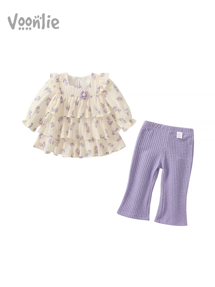 Bộ trang phục mùa thu cho bé gái Fanhle 2025 Bộ áo và quần hai mảnh thời trang mới cho bé gái mùa xuân và mùa thu