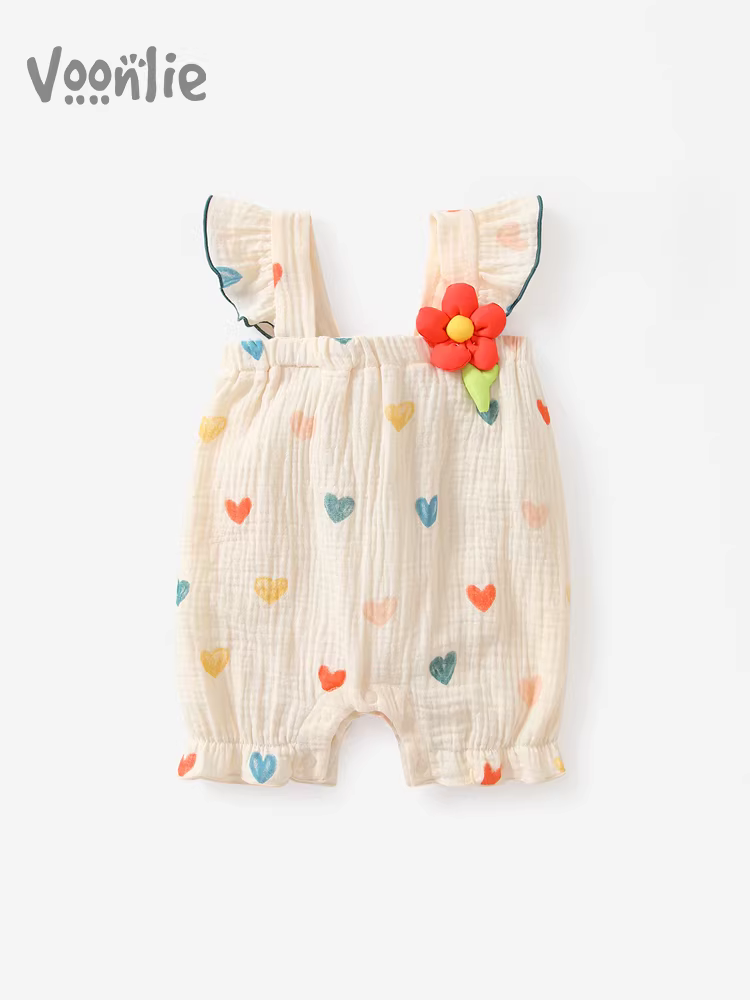 Fanhle quần áo trẻ em trang phục mùa hè bé gái sơ sinh áo liền quần công chúa trăng tròn trăm ngày áo liền quần mùa hè mỏng nguyên chất cotton