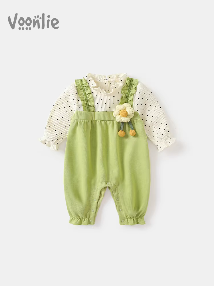 Fanhai Quần Áo Trẻ Em Trang Phục Mùa Thu Sơ Sinh Bé Gái Romper Áo Liền Quần Công Chúa Trăng Tròn Trăm Ngày Đi Chơi Jumpsuit Bò Bộ Đồ Xuân Thu