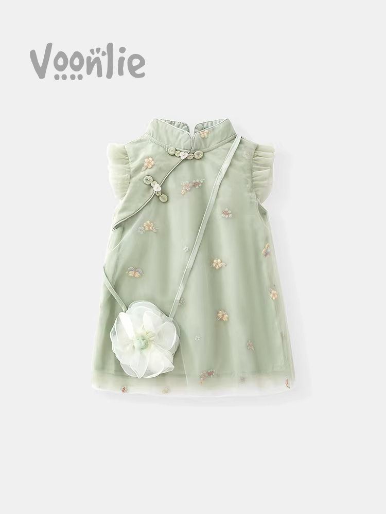 Váy sườn xám dành cho bé gái Fanhai Trang phục mùa hè Váy công chúa trẻ em Hanfu Váy công chúa dành cho trẻ em Váy mùa hè cho bé một tuổi