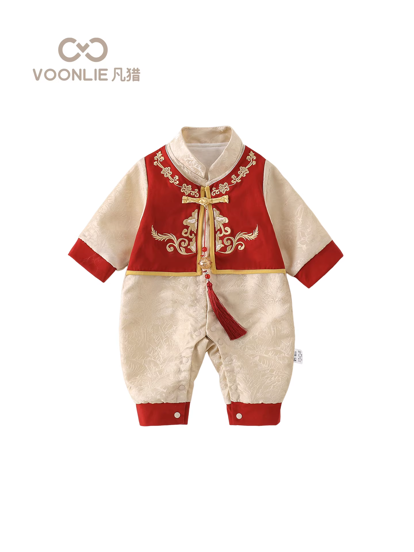 Quần áo trẻ em Fanhle trang phục mùa thu bé trai sơ sinh áo liền quần phong cách Trung Hoa trang phục đầy tháng trăm ngày trang phục trang trọng cho bé một tuổi mùa xuân và mùa thu