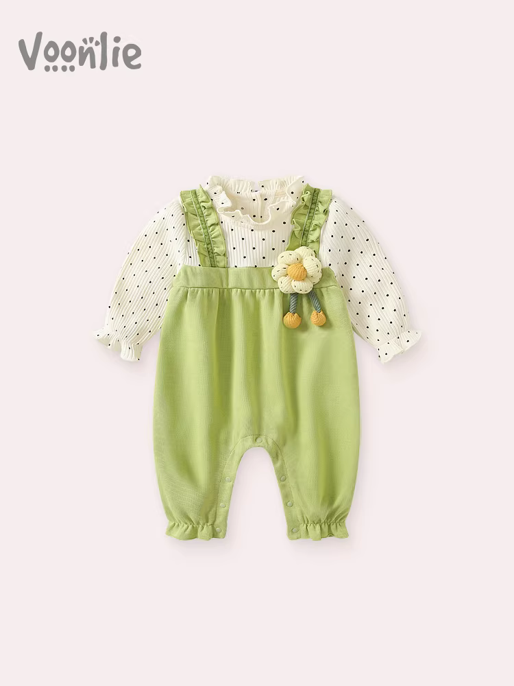 Fanhai Quần Áo Trẻ Em Trang Phục Mùa Thu Sơ Sinh Bé Gái Romper Áo Liền Quần Công Chúa Trăng Tròn Trăm Ngày Đi Chơi Jumpsuit Bò Bộ Đồ Xuân Thu