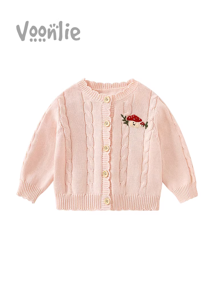 Áo len dệt kim nữ Fanhle Thu Đông 2025 Mẫu mới thời trang Áo khoác len trẻ em Áo bé gái đa năng cho mùa xuân và mùa thu