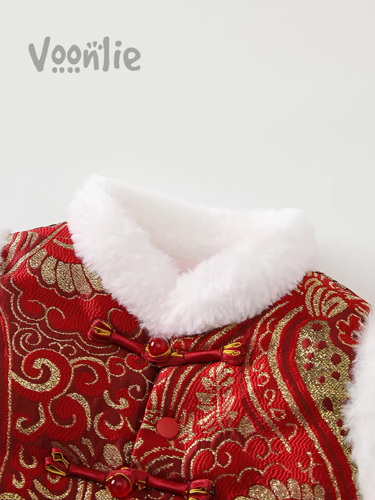 Áo ghi lê cho bé gái mùa thu đông, áo ghi lê phong cách Trung Hoa thời trang cho bé trai và bé gái, áo ghi lê cho bé mừng năm mới, áo ghi lê trẻ em, áo ghi lê ấm có đệm cho trẻ sơ sinh.