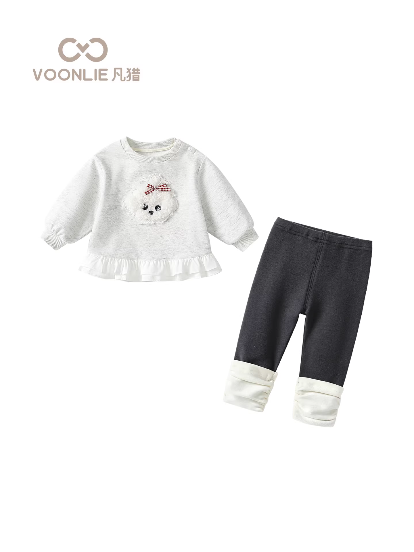 Bộ áo thun nữ Fanhle Thu Đông 2025 Thời trang mới Quần áo trẻ em Bộ hai mảnh thời trang cho mùa xuân và mùa thu