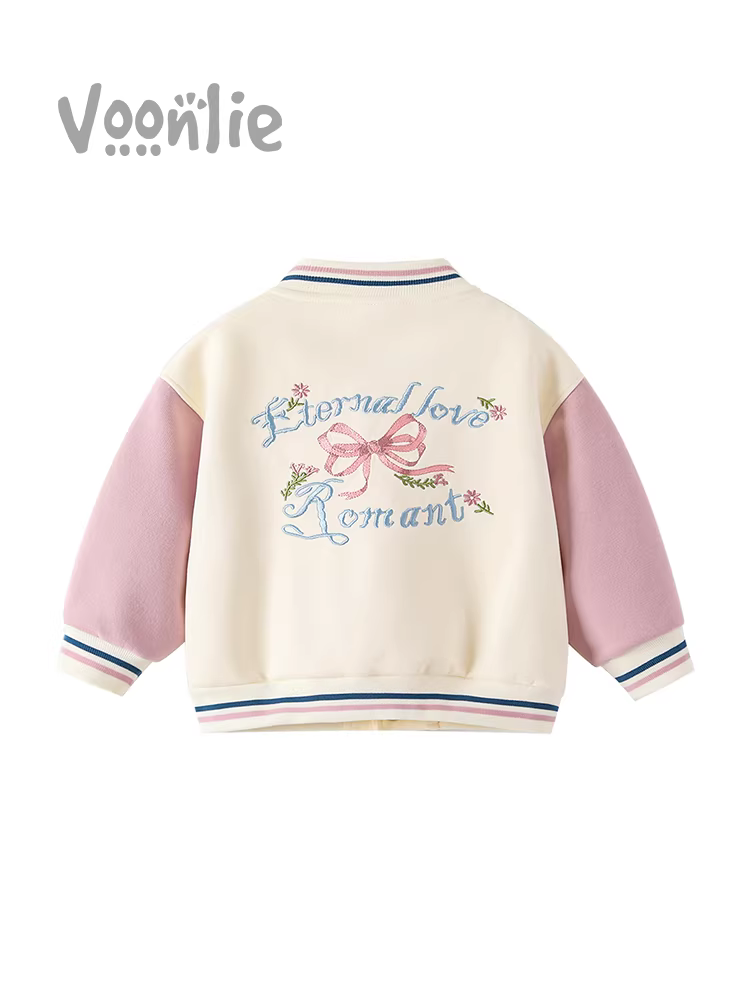 Áo khoác bóng chày bé gái trang phục mùa thu 2025 kiểu dáng mới thời trang quần áo trẻ em áo đa năng cho bé gái mùa xuân và mùa thu