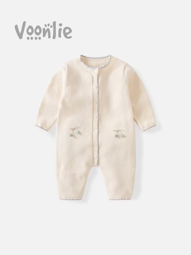 Fanhai Quần Áo Trẻ Em Trang Phục Mùa Thu Sơ Sinh Bé Gái Dệt Kim Romper Áo Liền Quần Công Chúa Trăng Tròn Trăm Ngày Jumpsuit Bò Bộ Đồ Xuân Thu