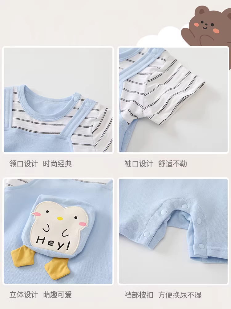 Fanhle quần áo trẻ em trang phục mùa hè bé sơ sinh bé trai áo liền quần đầy tháng trăm ngày siêu dễ thương mỏng mùa hè áo liền quần
