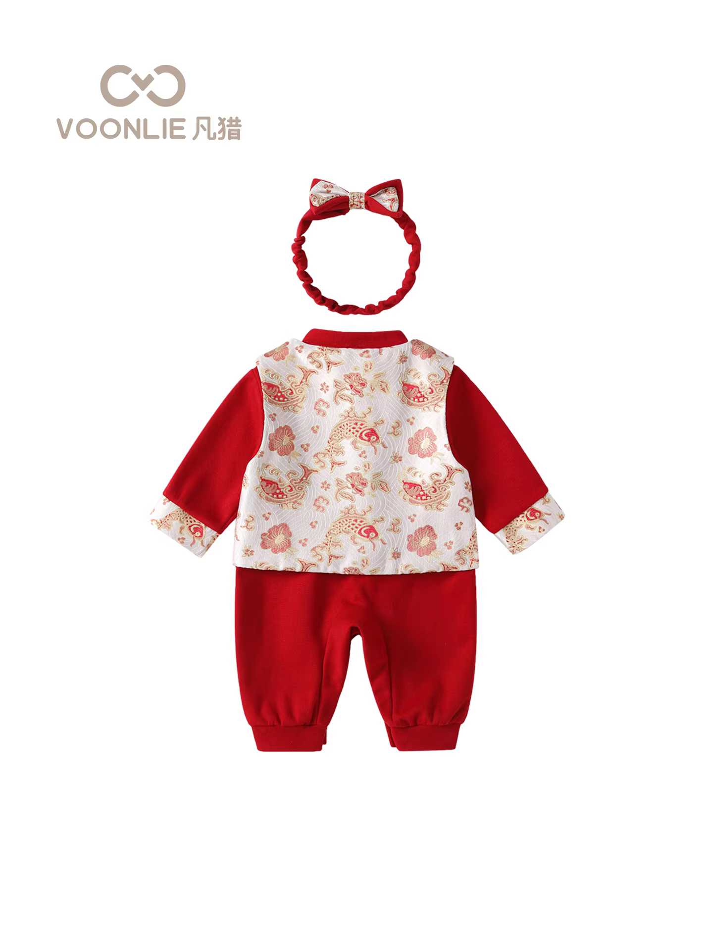 Quần áo trẻ em Fanhle trang phục mùa thu bé gái sơ sinh phong cách truyền thống áo liền quần trăng tròn trăm ngày trang phục váy sinh nhật đầu tiên mùa xuân và mùa thu