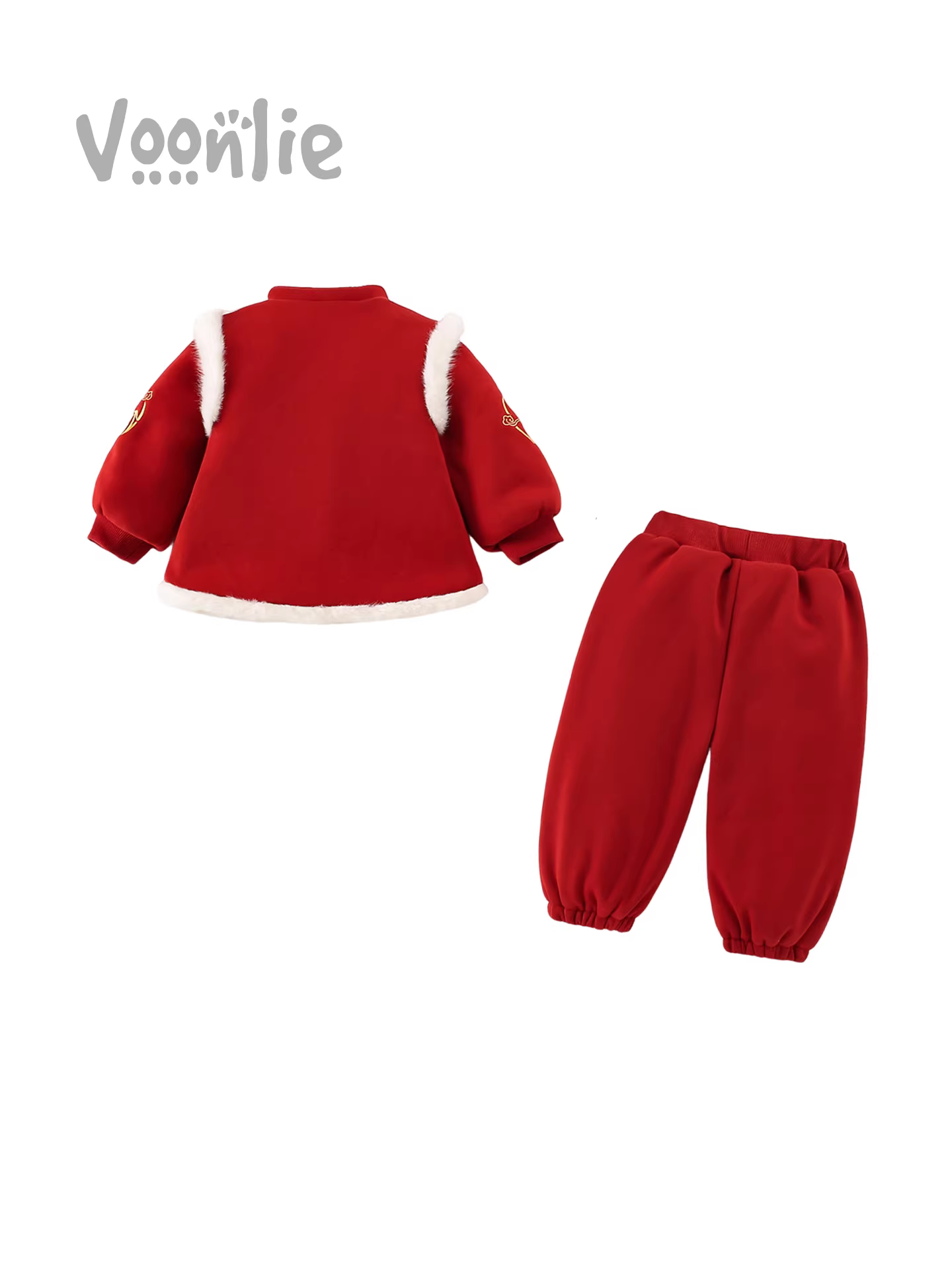 Bộ trang phục Hanfu mùa đông cho bé gái Fanhua, trang phục truyền thống Trung Hoa kiểu Tang, áo choàng lót lông cừu màu đỏ cho bé sơ sinh, trang phục mừng sinh nhật đầu tiên, trang phục Tết Nguyên đán