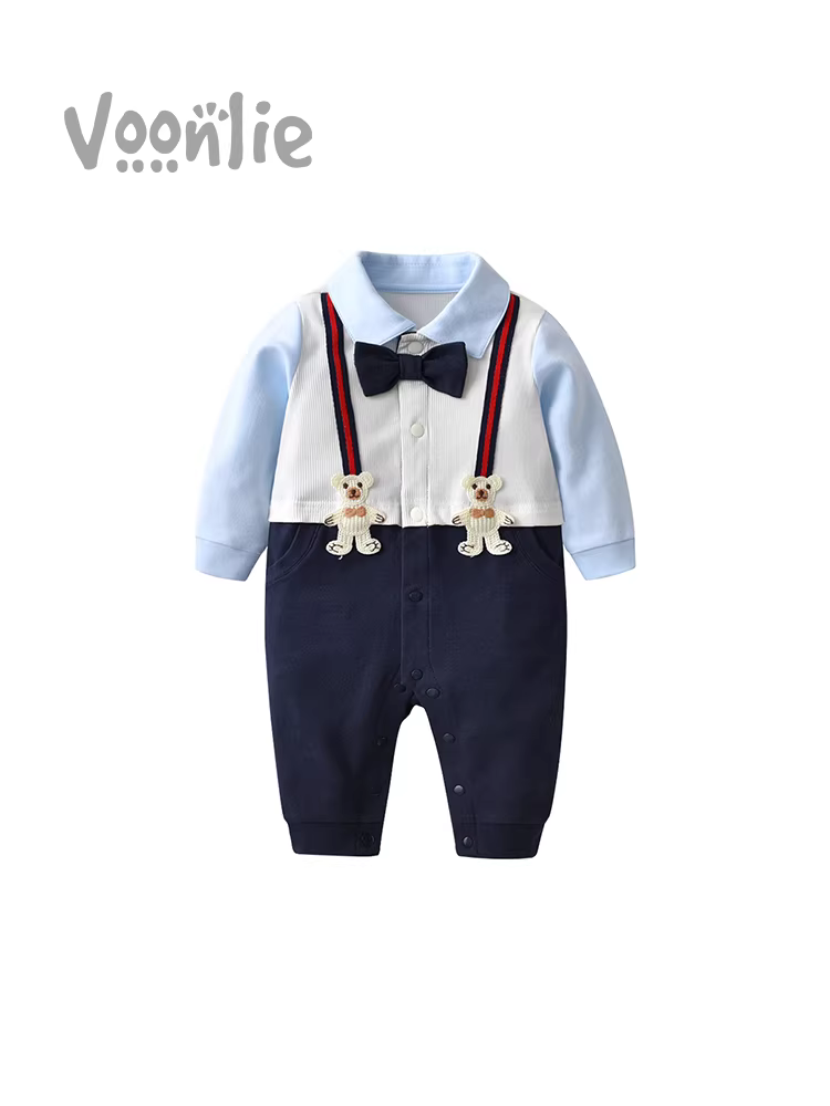 Quần áo trẻ em Fanhle trang phục mùa thu bé trai sơ sinh áo liền quần một tuổi trang phục trang trọng lễ kỷ niệm sinh nhật đầu tiên trang phục đầy tháng trăm ngày