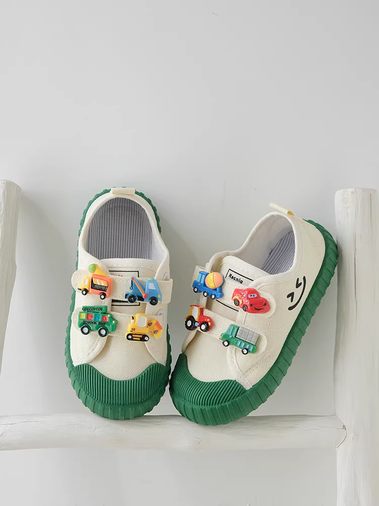 Giày vải đi xe ô tô cho bé trai, giày đi trong nhà mẫu giáo, giày trẻ em nhẹ chống trượt, giày vải xuân thu cho bé quanh năm
