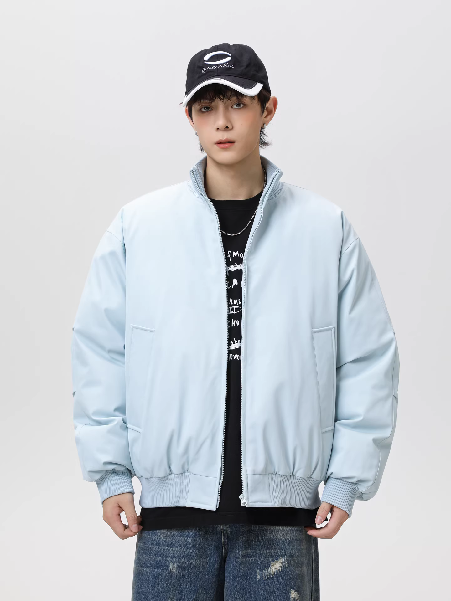 Wukong có sẵn áo khoác cotton cổ đứng kiểu retro Mỹ dành cho nam và nữ, thương hiệu thời thượng, dáng rộng, áo khoác cotton ngắn ấm áp.