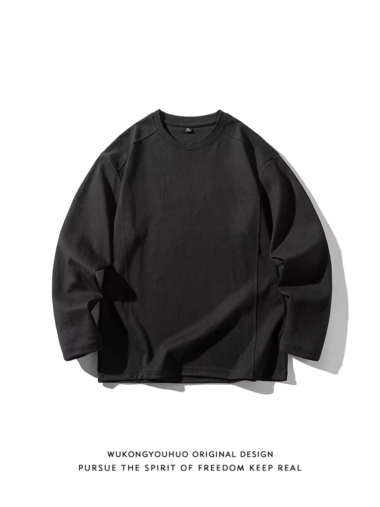 Wukong có sẵn áo thun dài tay chất liệu dày dặn, kiểu dáng retro Mỹ, phối màu ghép mảnh, dành cho nam và nữ, thương hiệu thời thượng, kiểu dáng rộng rãi và đa năng.