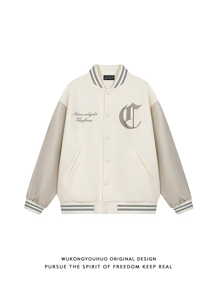 Wukong có sẵn áo khoác bóng chày len thêu nặng kiểu đường phố Mỹ dành cho nam, áo khoác da PU phối hợp thời trang, kiểu dáng sang trọng.