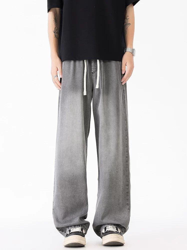 Ngộ Không có sẵn quần jean mùa hè mỏng nhẹ kiểu dáng thời thượng dành cho nam, quần ống rộng dáng suông đa năng phong cách cổ điển.