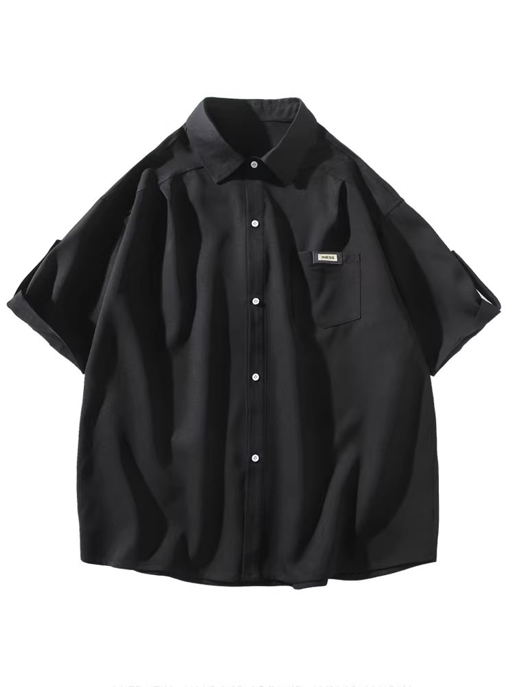 Wukong có sẵn áo sơ mi ngắn tay kiểu Nhật đơn giản cổ điển dành cho nam và nữ, áo sơ mi mùa hè thời thượng, kiểu dáng rộng rãi, phong cách cặp đôi, đa năng.