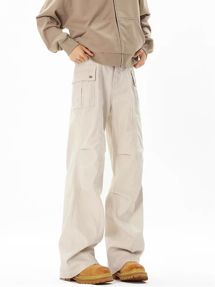 Ngộ Không có sẵn quần jean nam ống thẳng kiểu Mỹ, phong cách thời thượng, chất liệu washed nhăn, quần ống rộng đa năng, kiểu dáng vintage, rộng rãi.