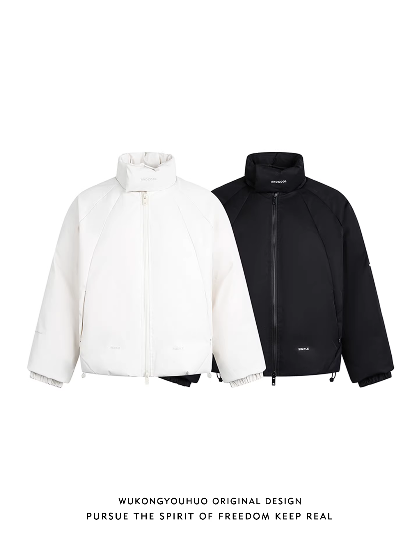 Wukong có sẵn áo khoác phao ngắn cổ đứng kiểu Mỹ, thiết kế ghép mảnh, dành cho nam, thương hiệu thời thượng, kiểu dáng cặp đôi, dáng rộng, ấm áp và dày dặn bằng vải cotton.