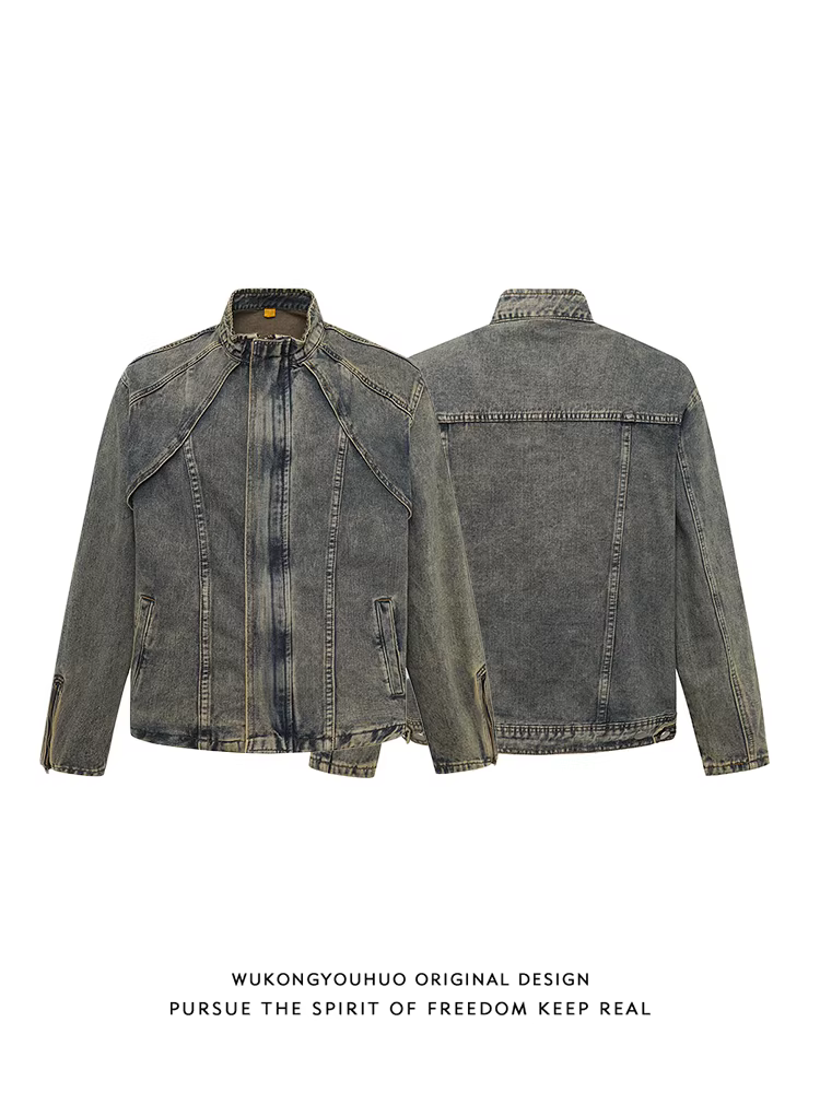 Wukong có sẵn áo khoác denim kiểu Mỹ cổ điển, thiết kế ghép mảnh độc đáo dành cho nam và nữ, kiểu dáng rộng rãi, phong cách đường phố độc đáo.