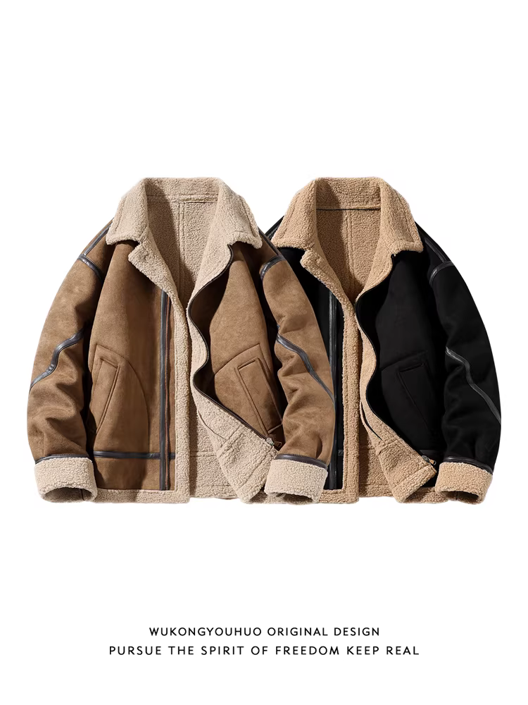 Wukong có sẵn áo khoác da lộn cổ điển mùa đông kiểu Mỹ dành cho nam, phong cách đường phố thời thượng, dáng rộng, chất liệu cotton ấm áp dành cho cặp đôi.