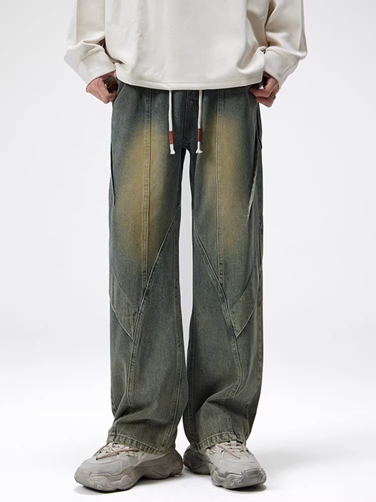 Ngộ Không có sẵn quần jean nam dáng thẳng, phong cách retro Mỹ, chất liệu washed, kiểu dáng rộng rãi và đa năng.