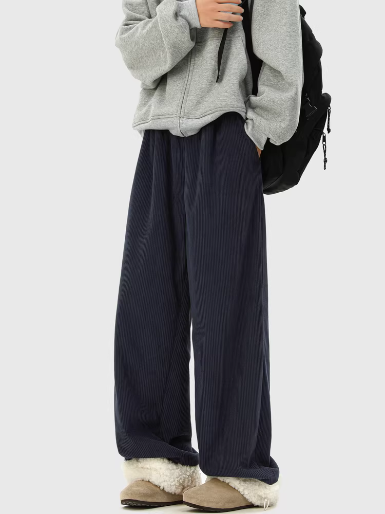 Ngộ Không có sẵn quần âu ống rộng chất liệu nhung dày dặn giữ ấm mùa đông thời trang dành cho nam và nữ, kiểu dáng Mỹ, đa năng, dành cho cặp đôi.