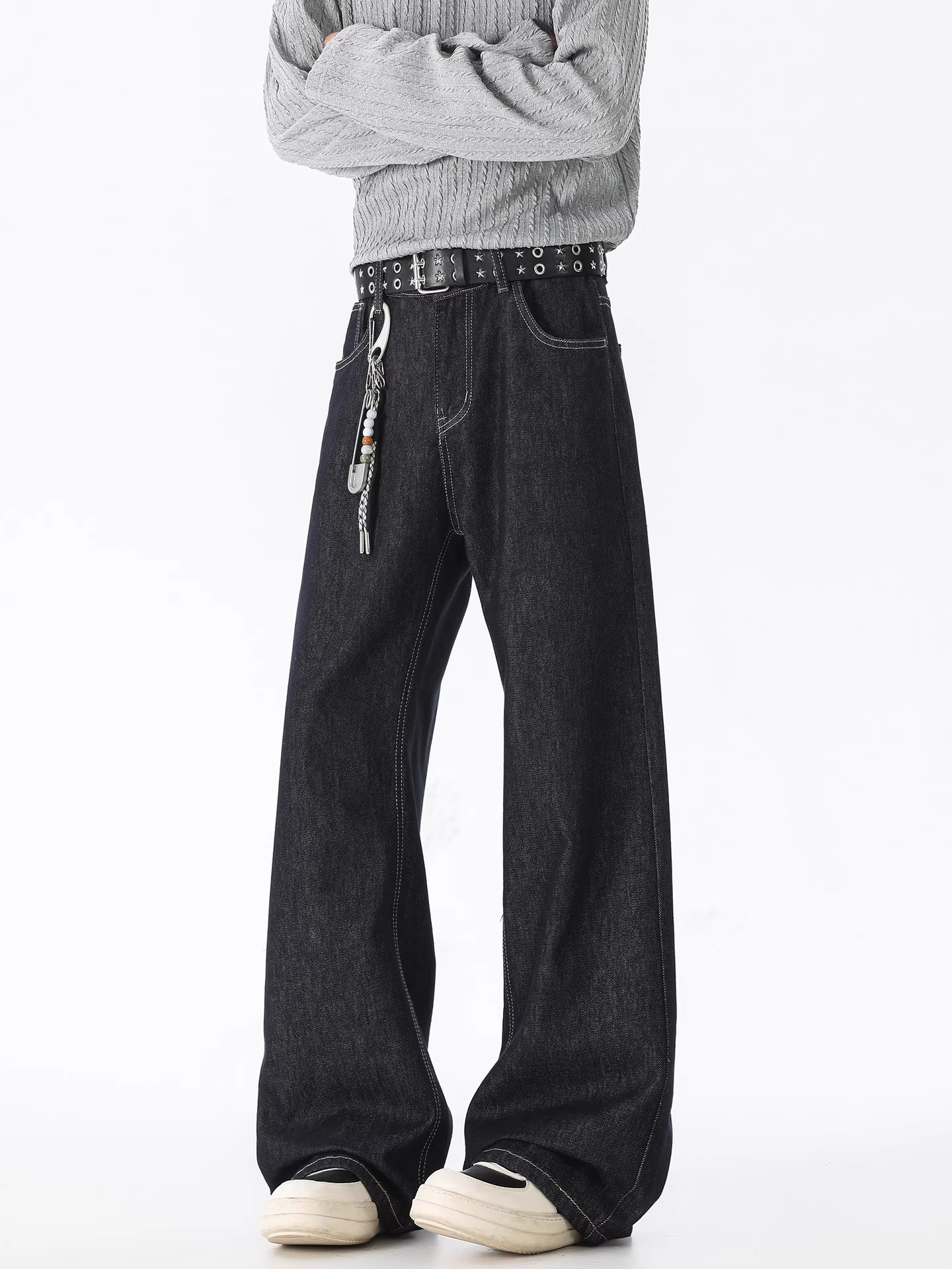 Ngộ Không có sẵn quần jean nam ống thẳng chất liệu denim thô kiểu Mỹ thời thượng, dáng rộng cổ điển, vừa vặn, quần dài đa năng.