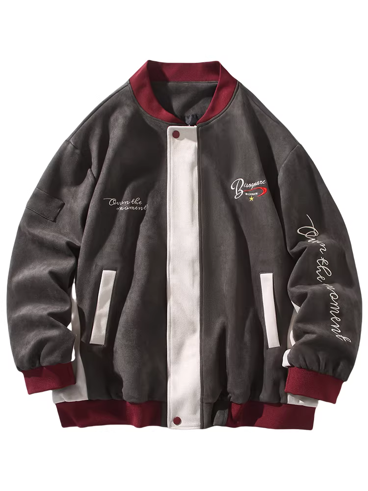 Wukong có sẵn áo khoác bóng chày nam kiểu Mỹ, phối màu nhiều lớp, kiểu dáng thời trang, thêu logo thương hiệu, kiểu bomber ngắn.