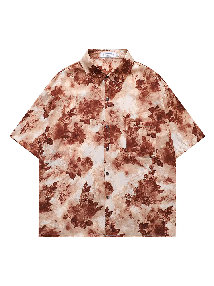 Wukong có sẵn áo sơ mi hoa in họa tiết mùa hè, chất liệu mỏng, tay ngắn dành cho nam, kiểu dáng retro rộng rãi, áo sơ mi drapey thường ngày dành cho cặp đôi.