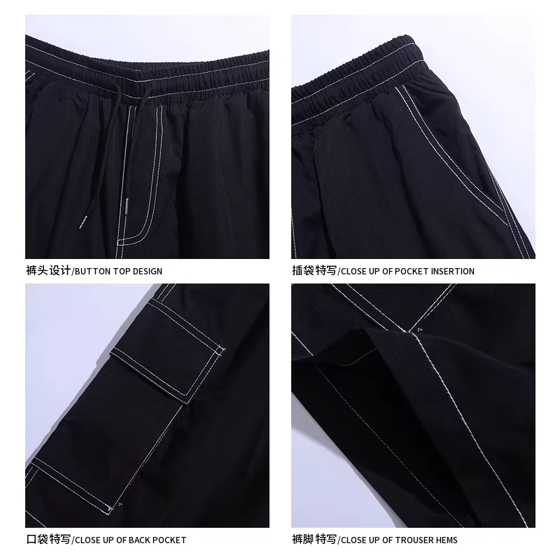 Ngộ Không có sẵn quần short cargo mùa hè thời thượng nhiều túi dành cho nam, phong cách đường phố cổ điển, rộng rãi và đa năng, kiểu dáng năm điểm.