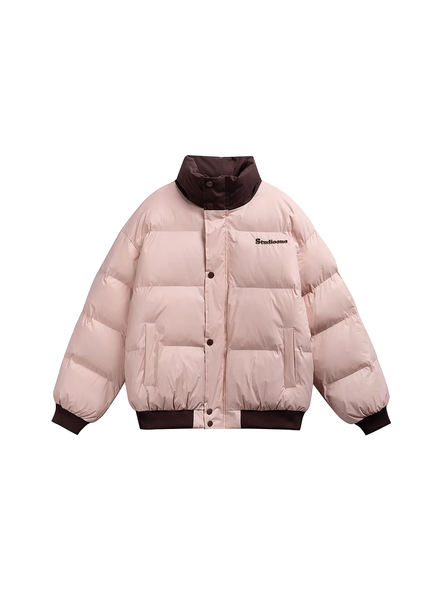 Wukong có sẵn áo khoác cotton dày cổ đứng thêu màu phong cách Mỹ thời thượng dành cho nam và nữ, áo khoác cotton dáng rộng cổ điển ấm áp đa năng.