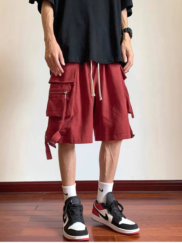 Wukong có sẵn quần short cargo nhiều túi phong cách retro Mỹ dành cho nam và nữ, quần short ống rộng đa năng, thời trang, thương hiệu nổi tiếng mùa hè.