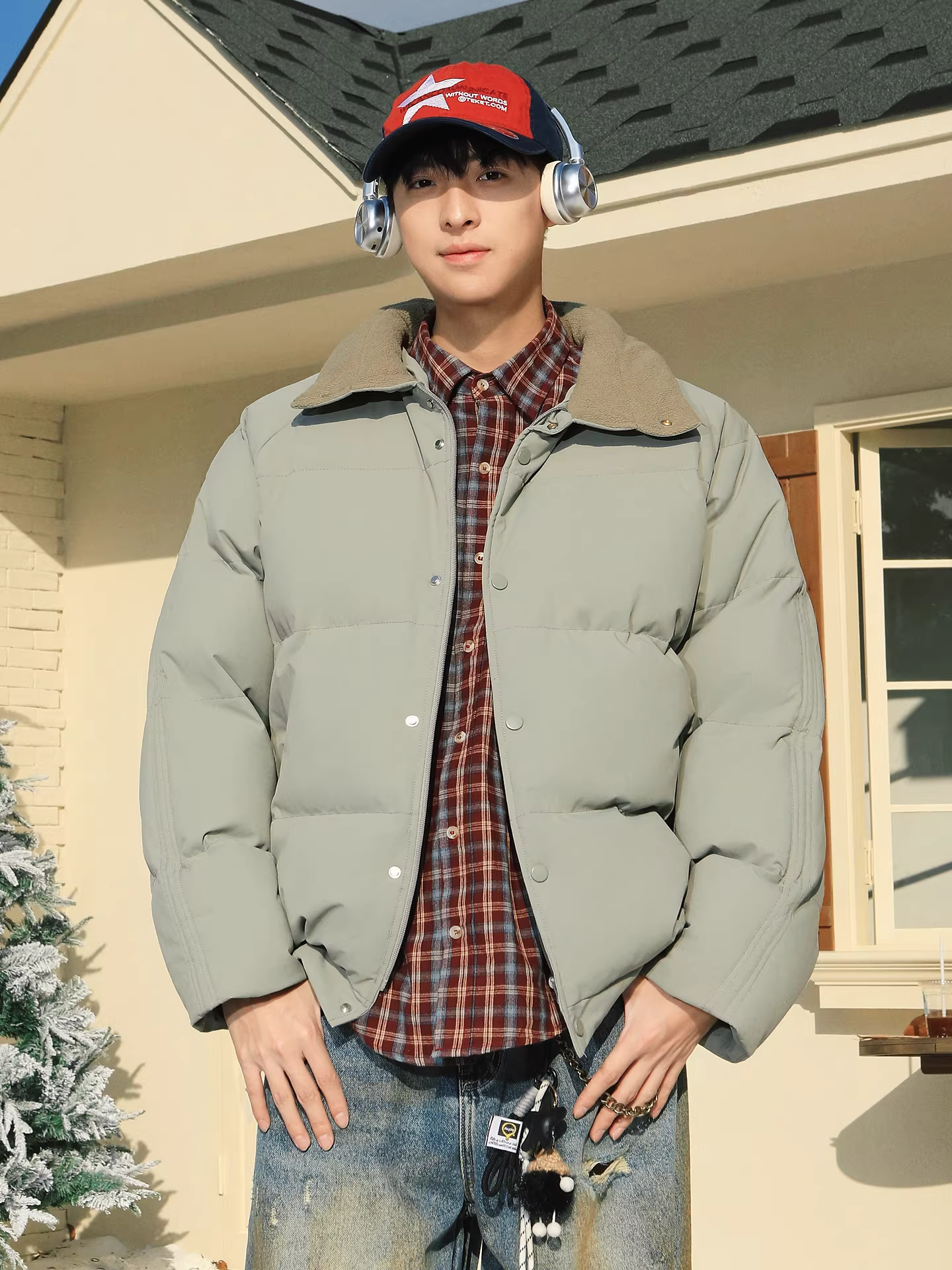 Ngộ Không có sẵn áo khoác cotton dày dặn, đơn giản, hợp thời trang mùa đông dành cho nam và nữ, áo khoác cotton đa năng, ấm áp, kiểu retro dành cho cặp đôi.